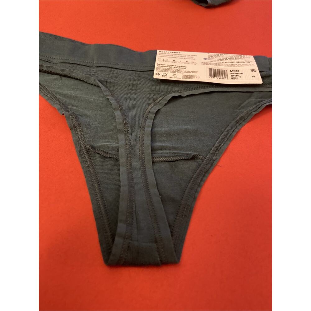 NEW! 3 Pairs! Womens’ Jockey Green Soft Touch Thong W Logo Band / Medium - Picture 3 of 4